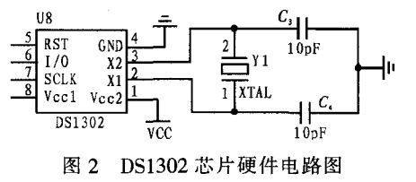 圖2 DS1302芯片硬件電路圖